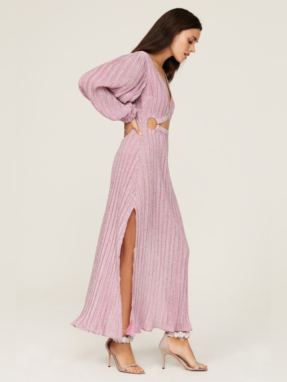 Anthropologie cut out maxi dress with slits glitter shimmer size medium